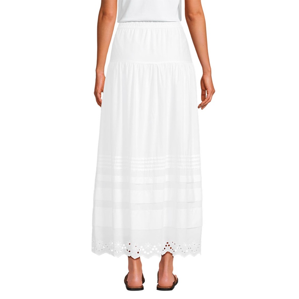 Lands End White Voile Eyelet Tiered Maxi skirt, xs - Picture 2 of 9